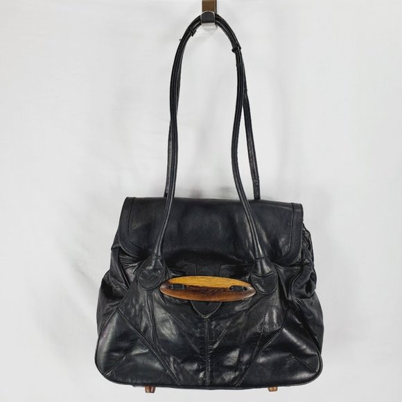 Handmade Handbags - Ananas Black Leather Handbag Purse Handmade NYC Jennifer Baum Lagdameo